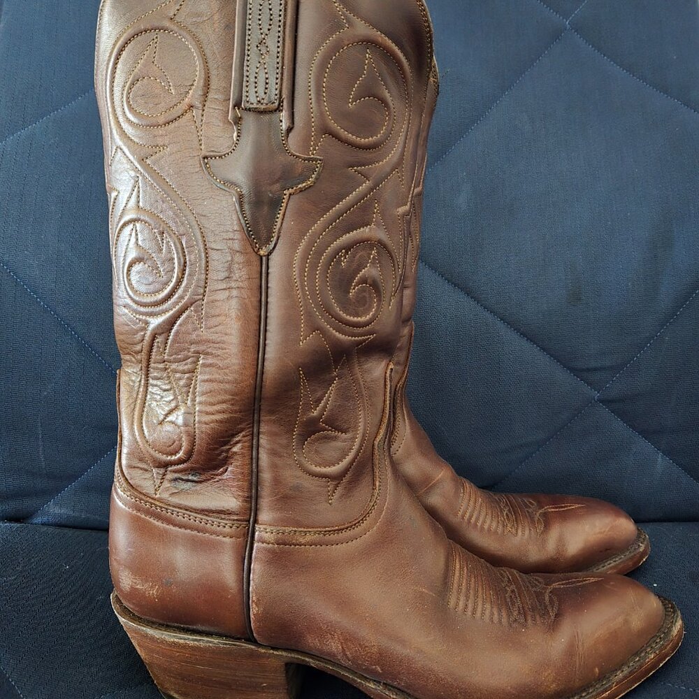 Lucheese Men's Chocolate Oil Calf Cowboy Boots